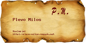 Plevo Milos névjegykártya